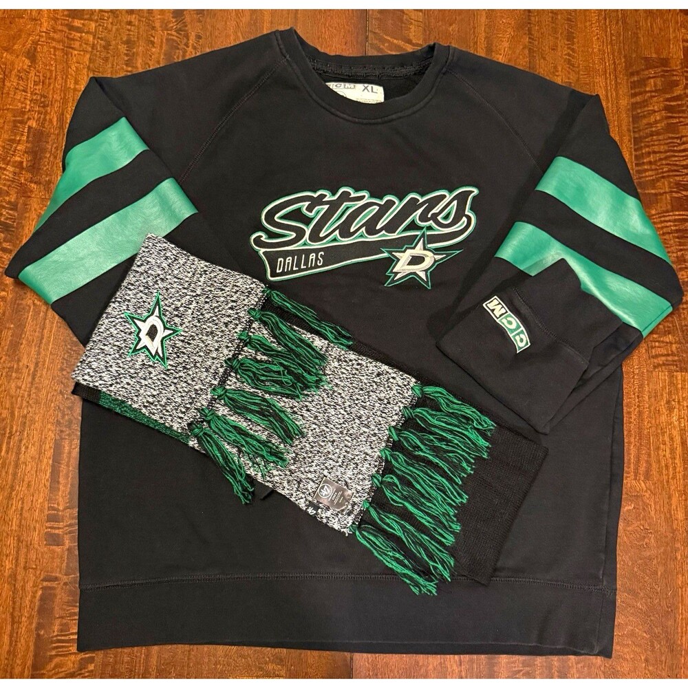 CCM Dallas Stars NHL Crewneck Sweatshirt XL w/ Matching Scarf